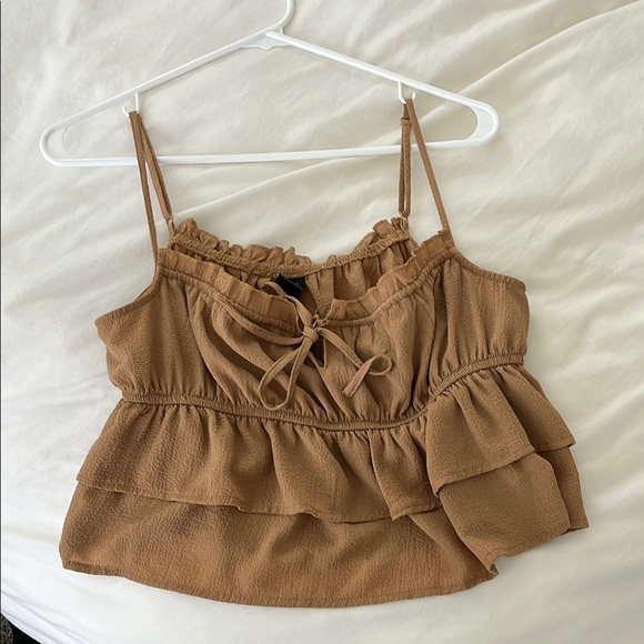 wild fable Tops - Wild Fable Tan Sleeveless Ruched Camisole